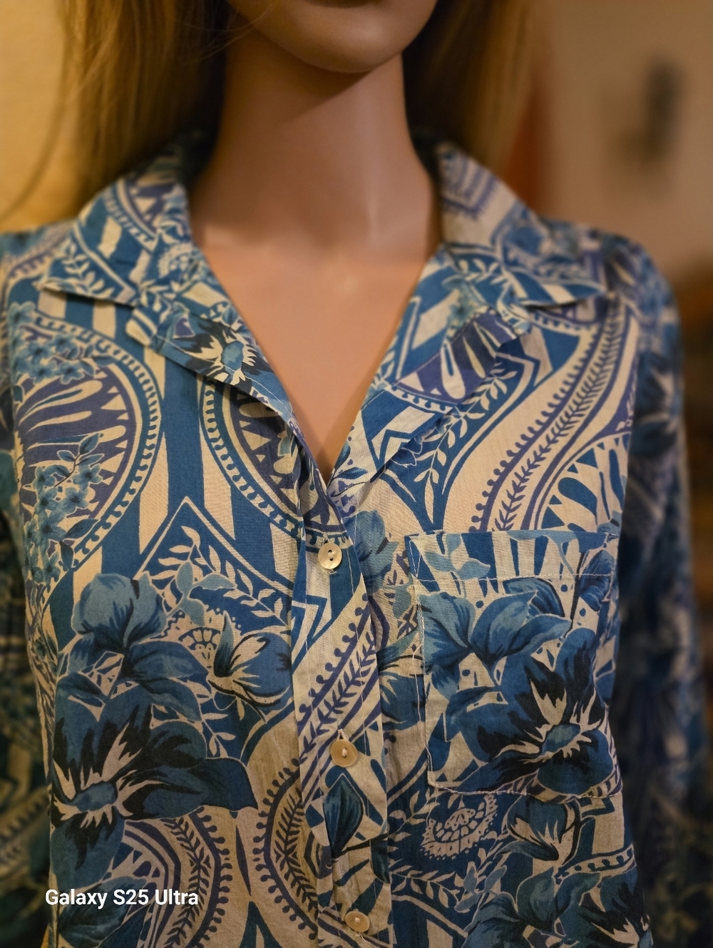 NWT Calypso St. Barth Islegance Resort Blue Paisley Cotton Blouse MSRP $328 - Picture 9 of 10